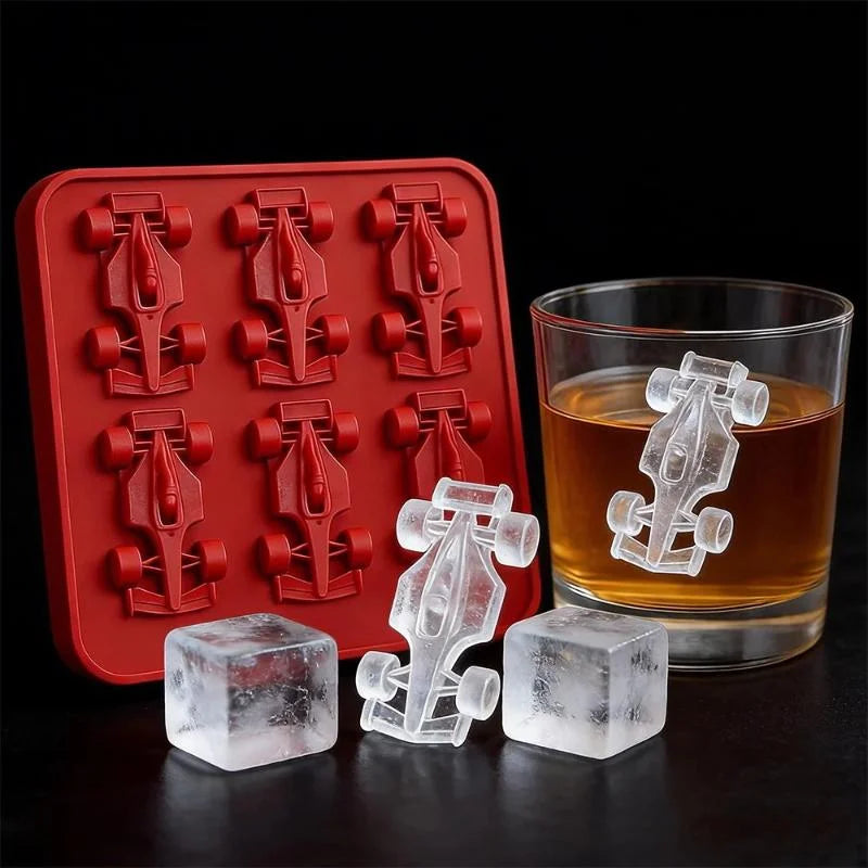 6-Cavity 3D Racing Car Ice Mold Silicone Chocolate Jelly Tray DIY Qme