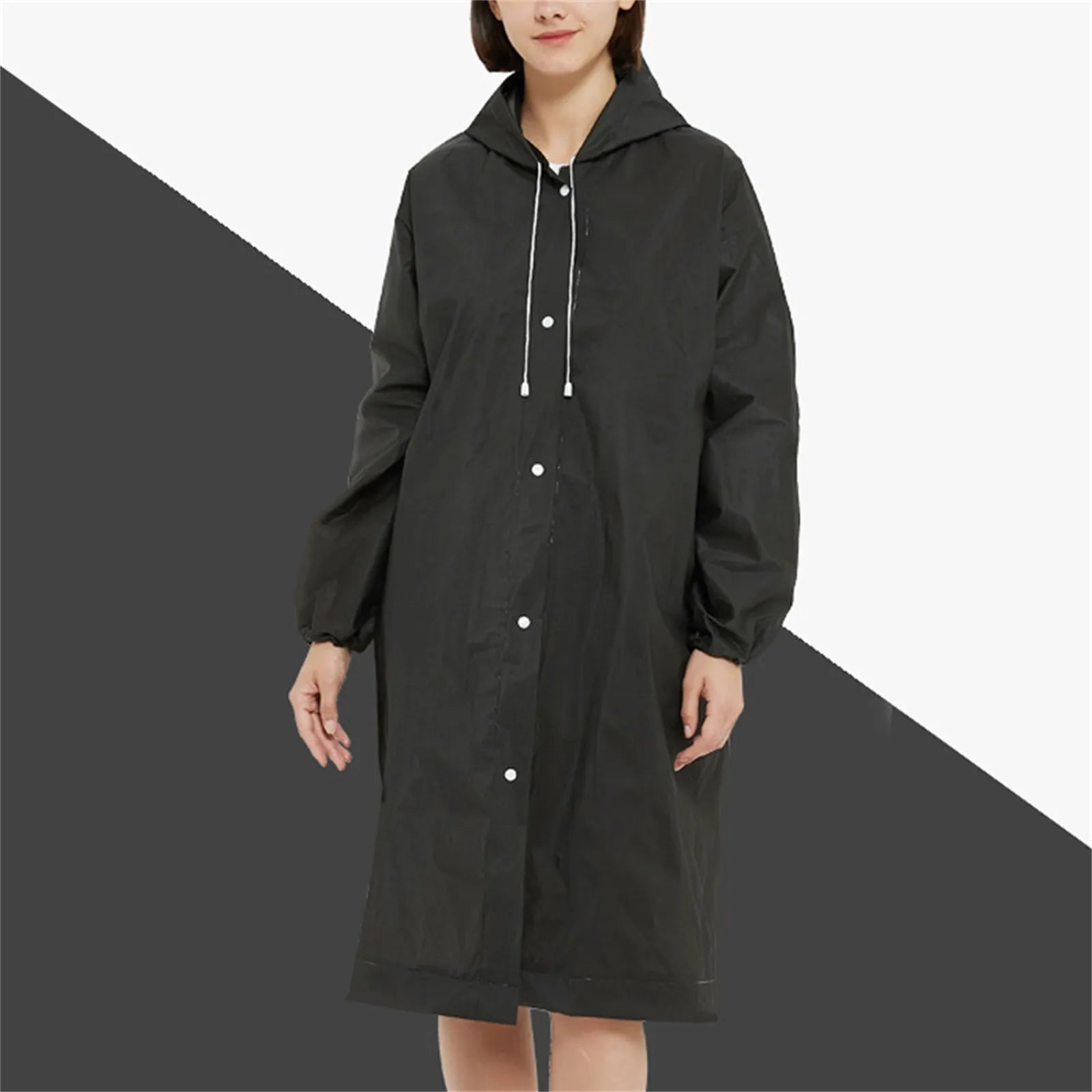 Unisex Outdoor Travel Fashion Adult Raincoat with Hooded Thick Transparent EVA Hiking Climbing Emergency Raincoat Qme