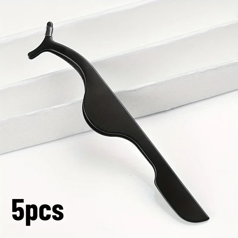 5pcs Lipstick applicator, artificial eyelash adhesive forceps, eyelash curler, eyebrow clip, eyebrow comb Qme