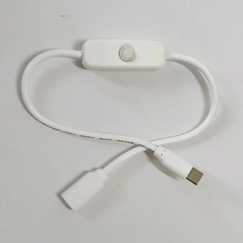 3PCS Raspberry Pi 4A High Current USB Cable with 501 Button Switch Type-C Male to Female Extension Power Cord Qme