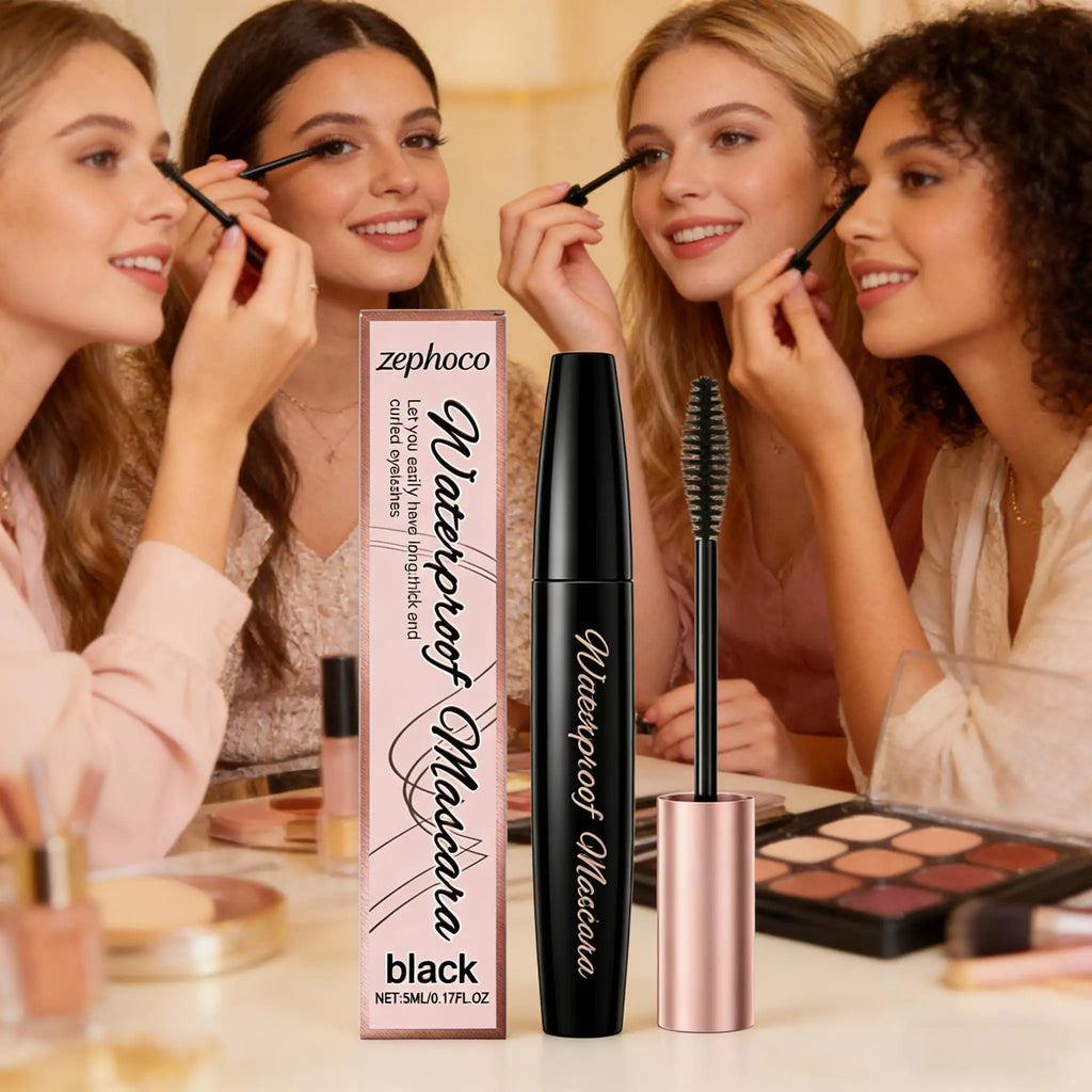 4D Black Mascara Waterproof Curling Volumizing Eyelash Extension Long-Lasting Natural Thick Lengthening Lashes Silk Fiber Makeup Qme