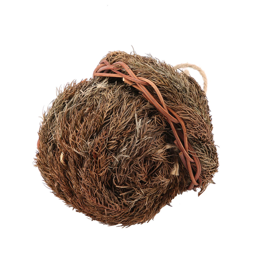 Handmade Woven Bird Nest Cage Hanging Parrot House Hamster Small Pet Nest Cage Natural Straw Bird Hut Home Decor Animal Hideout Qme