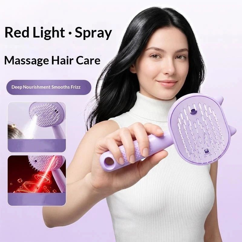 Cute Cat Ear Electric Spray Hair Brush Red Light Care Massage Qme