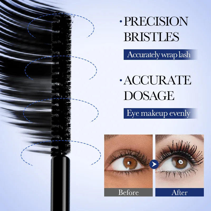 5D Waterproof Mascara Lengthening Eyelashes Women's Make-up Waterproof Mascara Black Silk Fibre Mascara Korean Cosmetics New Qme