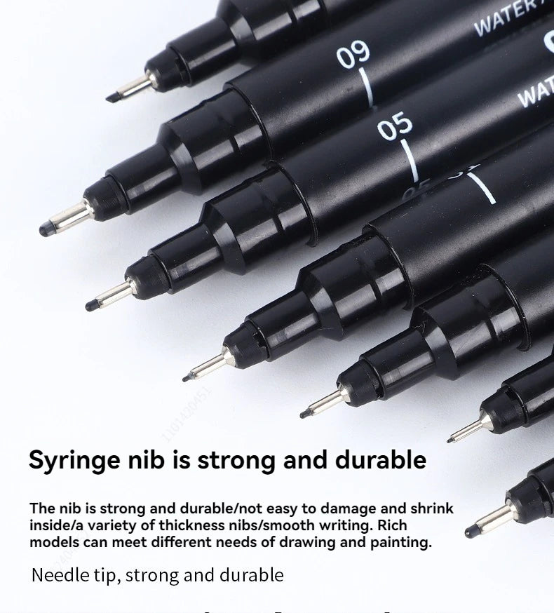 Black Micro Fine Pens,15 Sizes,Waterproof Archival Ink,Fine Tip Manga Markers for Artist Anime Sketch Technical Qme