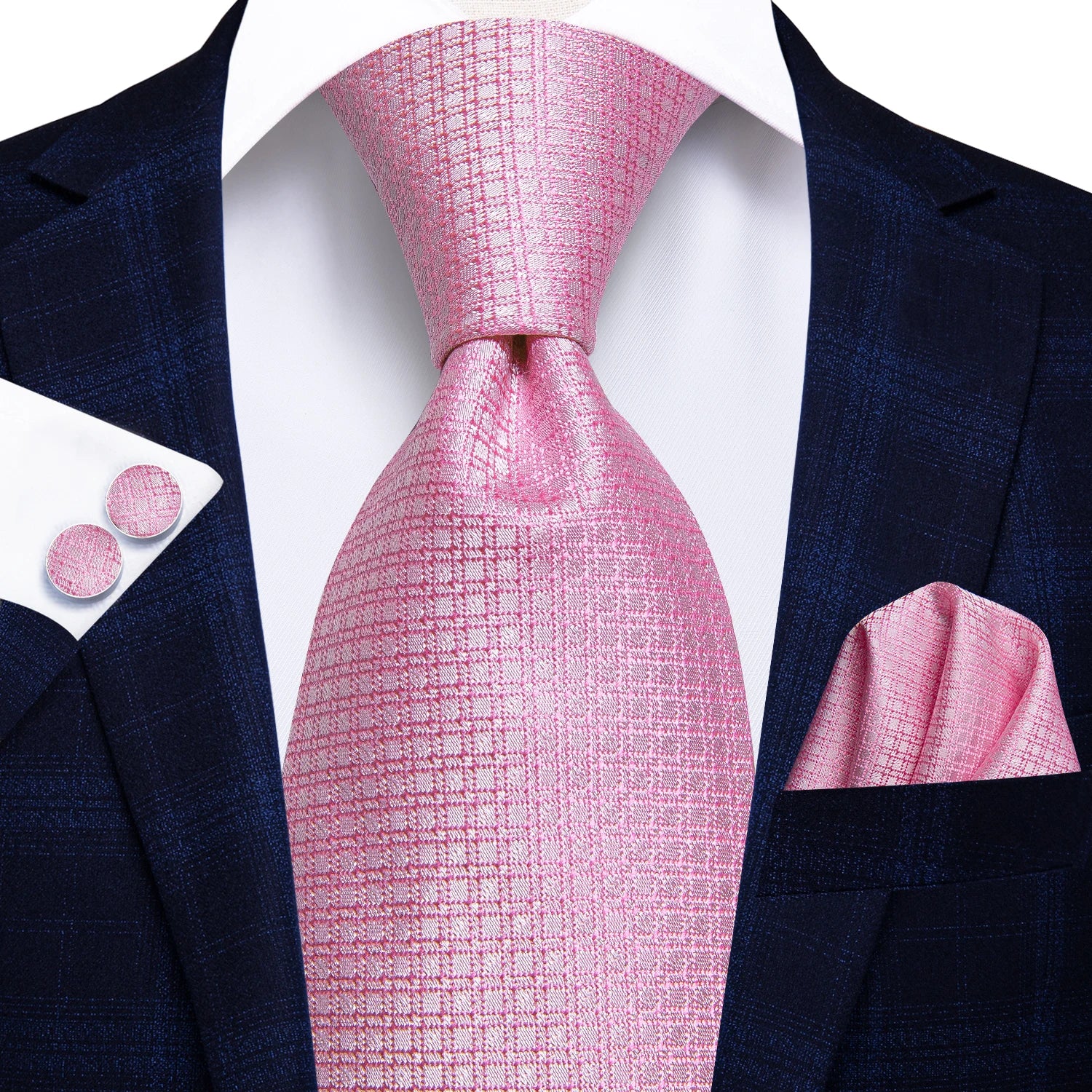 Hi-tie Floral Pink Purple Blue Men Elegant Necktie Handkerchief Qme N-3032