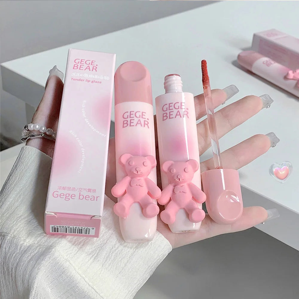Gegebear Bear Lip Glaze Matte Velvet Lipstick Long-lasting Whitening Qme