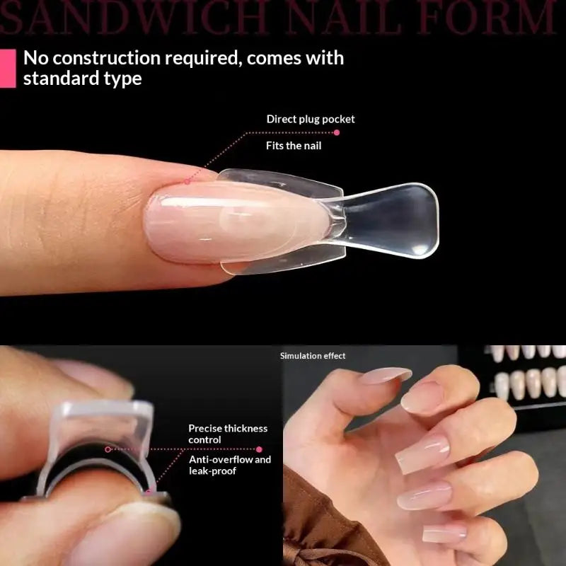 Coffin Nail Forms Sandwich Dual System Molds Acrylic Extensions 60 Qme