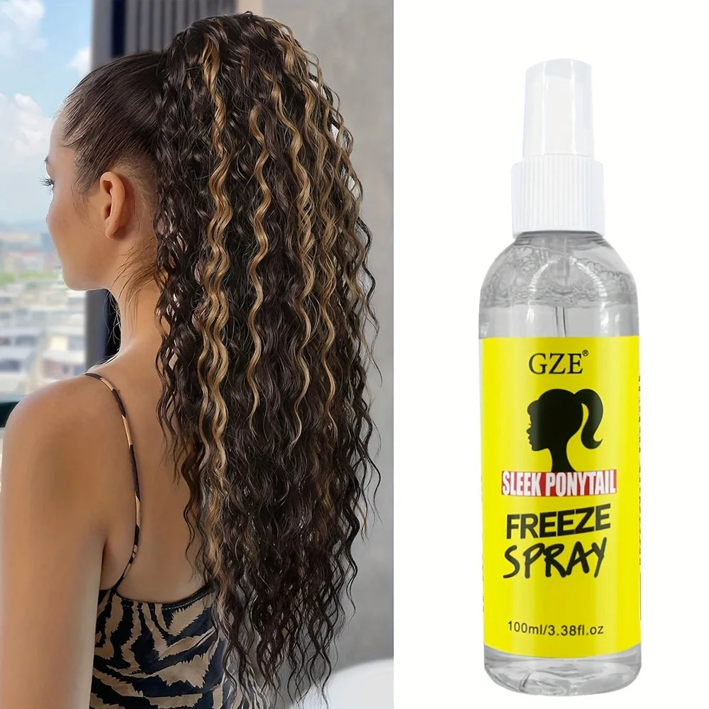 GZE Sleek Ponytail Freeze Spray - Long Lasting Hold, Frizz Control, and Shine - Non-Sticky Formula for Professional Looking Qme