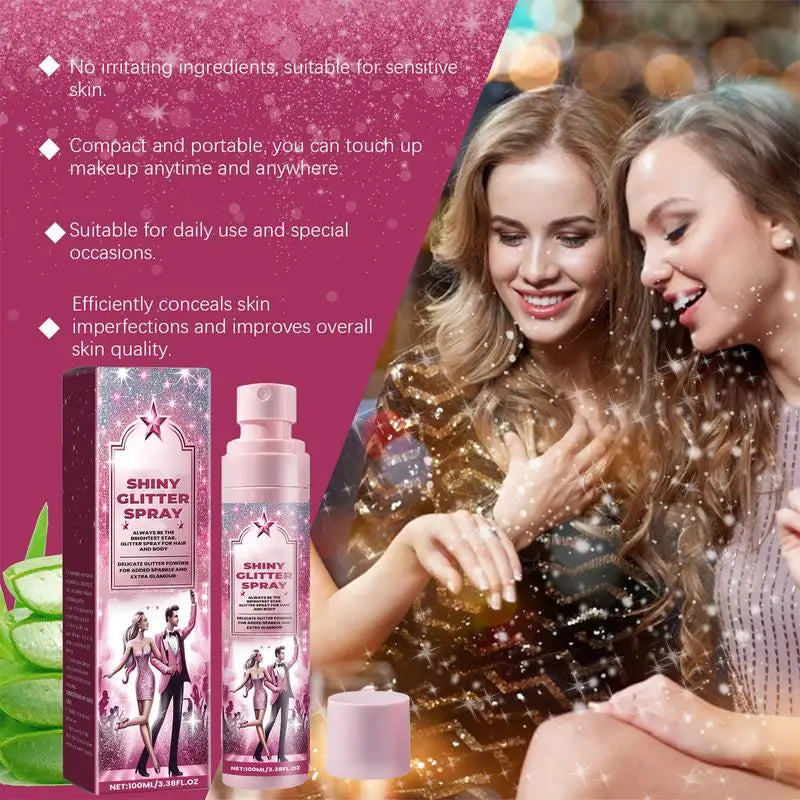 Shiny Body Glitter Spray Hair Clothes Highlighter Powder Gloss Qme