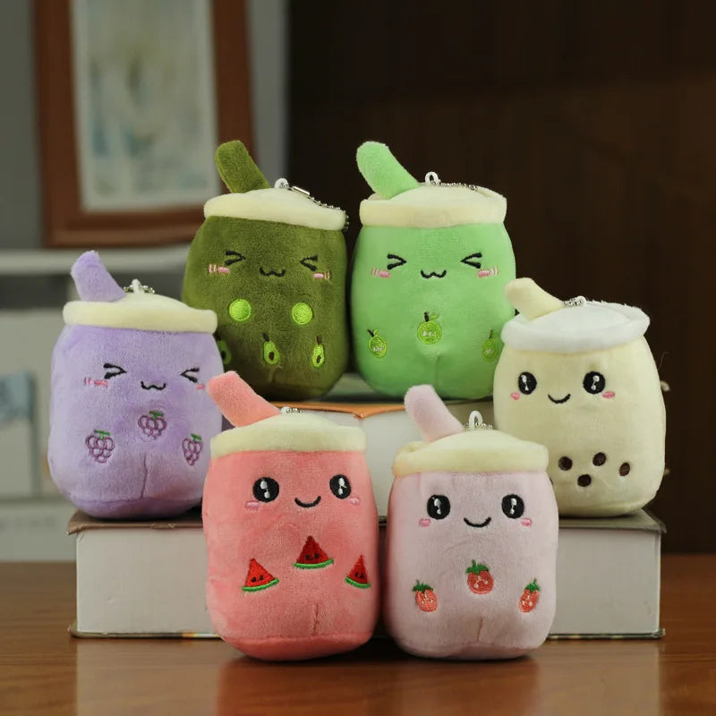 Boba Milk Tea Cup Plush Pillow Imitation Fruit Stuffed Toy Creative Qme
