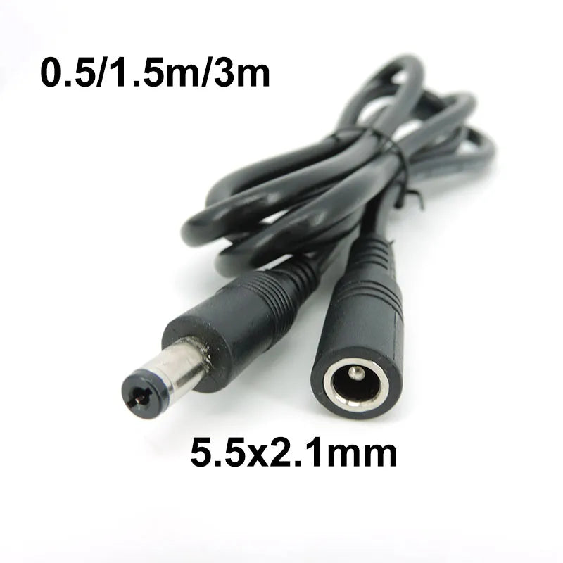 3pcs DC male to female power supply Extension connector Cable Plug Cord wire Adapter for led strip camera 5.5X2.1mm 2.5mm 12v Qme