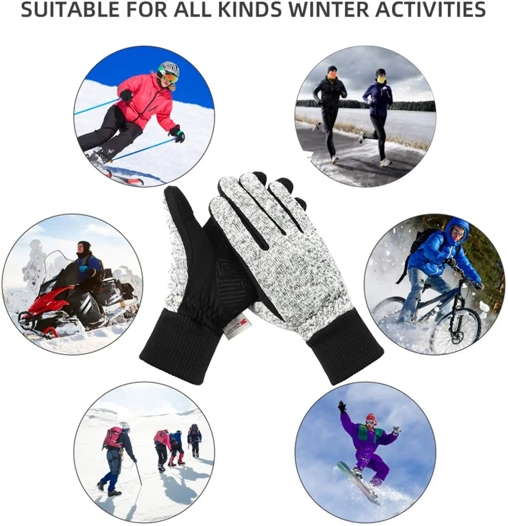 Winter Gloves -20℉ Thinsulate Thermal Gloves Cold Weather Warm Gloves Running Gloves Touchscreen Bike Gloves for Men Women Qme