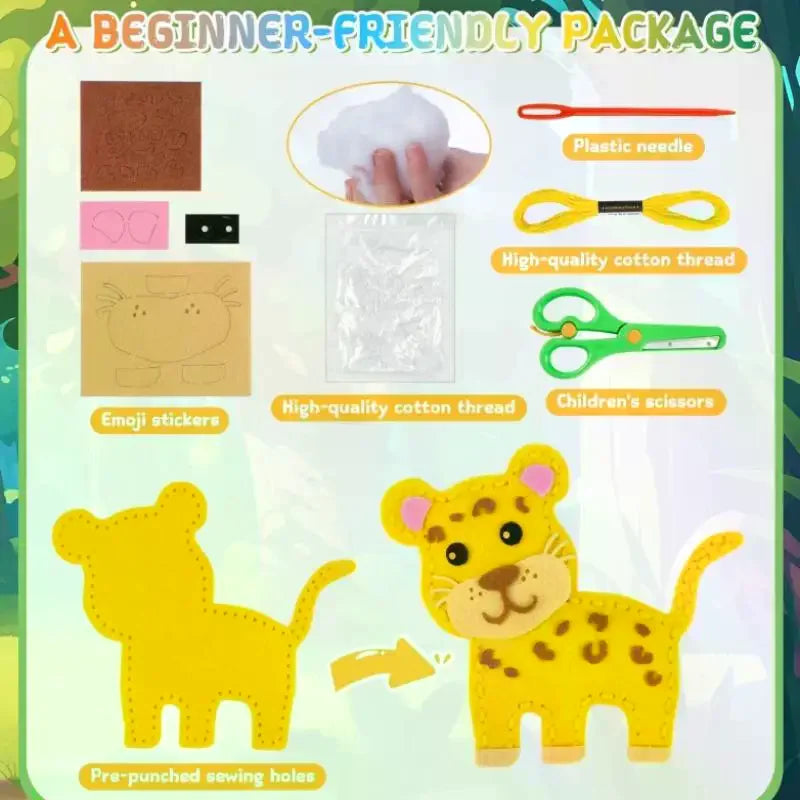 Woodland Animals Craft Kit Forest Creatures DIY Sewing Felt Plush Animals For Kids Beginners Educational Sewing Set Girl Art Toy Qme