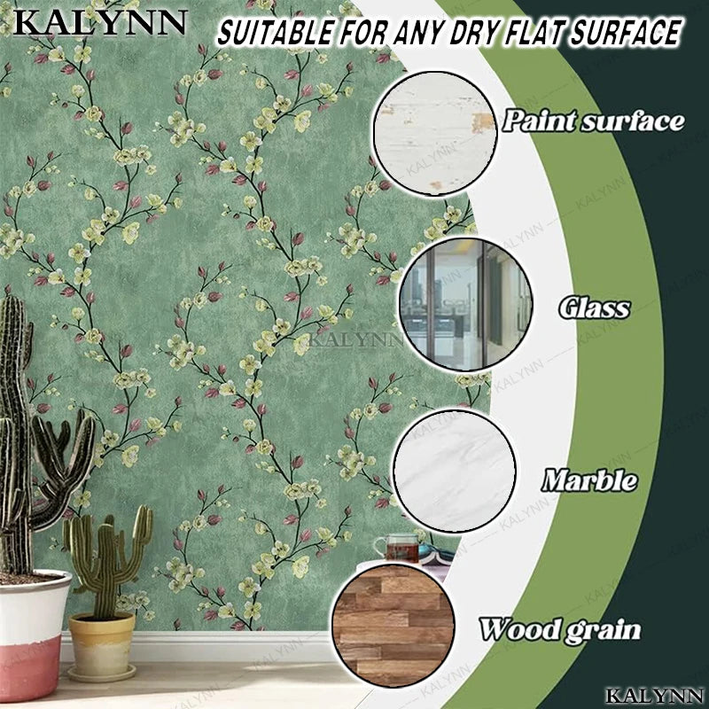 Floral Peel Stick Wallpaper Green Flower Contact Paper Vinyl Self Qme
