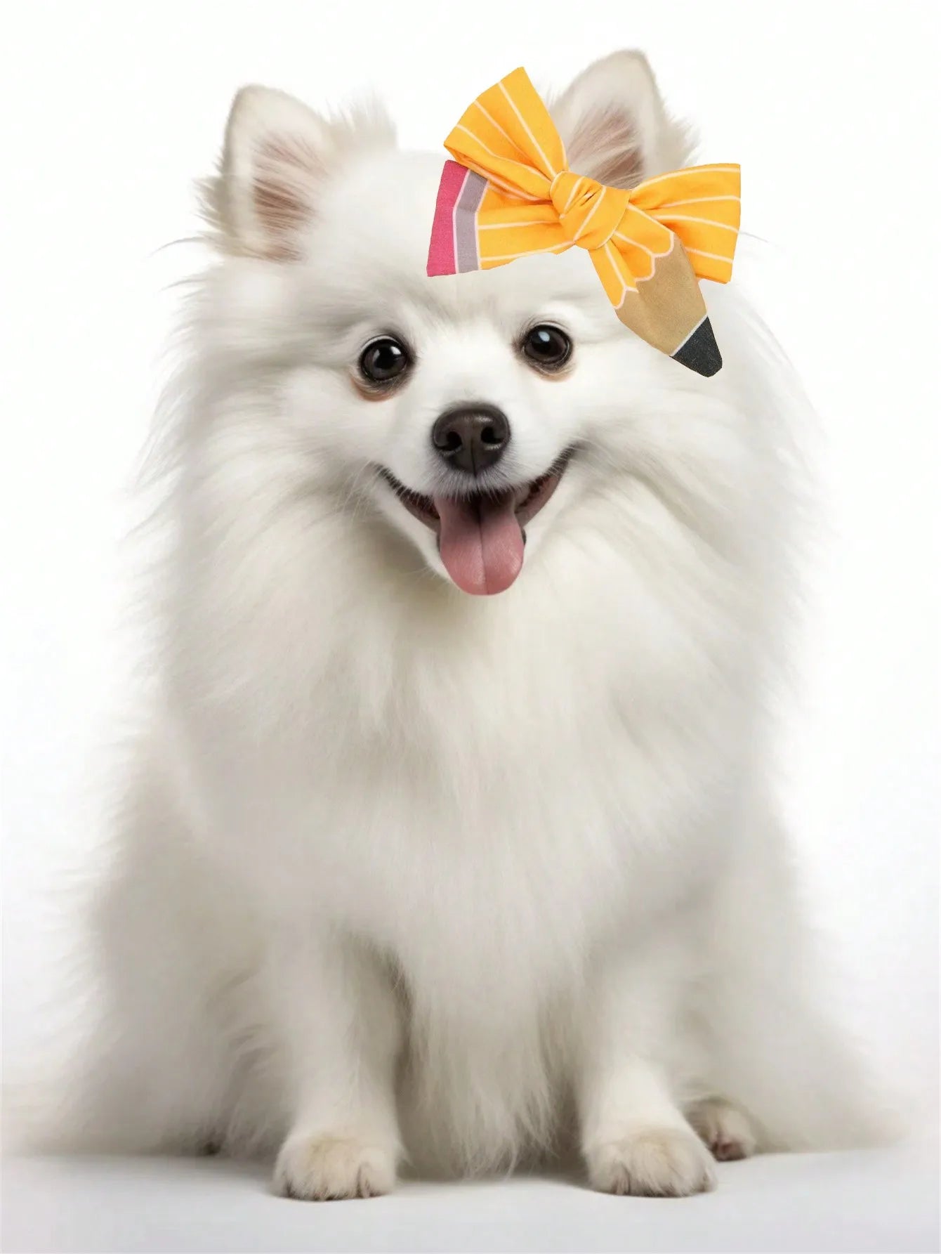 Season Pencil Hair Bow Clips White Line Ponytail Holder Ribbon Qme
