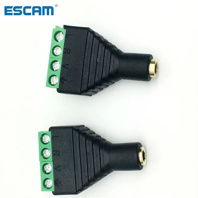 3.5mm 10pcs 1/8 Inch Stereo Male & Female Plug to AV Screw Video Balun Terminal Jack 3 pin Terminal Block Plug Connector Qme