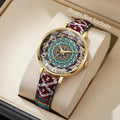 Vintage Printed Women Watches Casual Leather Strap Ladies Quartz Wristwatch Reloj Mujer Girls Gift（Without Box） Qme Green Without Box