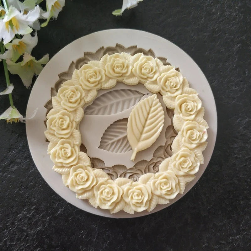 1 PC Rosette Leaves Silicone Mold Cake Diy Chocolate Mold Picture Frame Frame Sugar Baking Mold Molding Silicone Qme