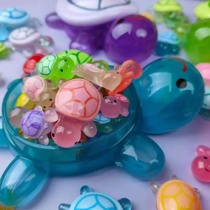 Night Glow Large Turtle+mini Luminous Turtles Figurines Glowing Qme