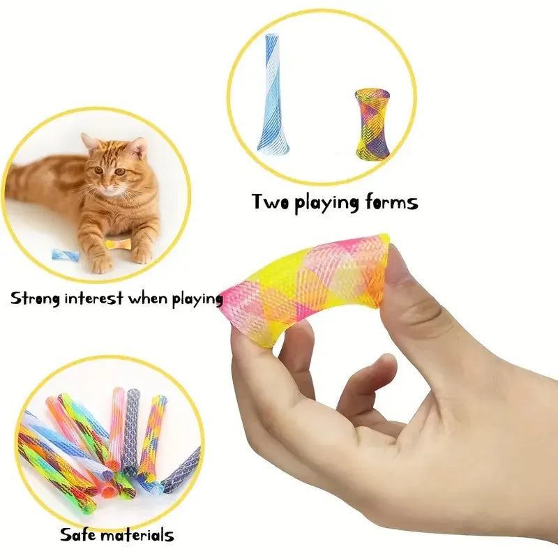 20 Interactive Cat Toys Random Color Set, Indoor Cat Interactive Toys Wrinkle Ball, Flash Ball, Spiral Spring, Spring Tube Qme