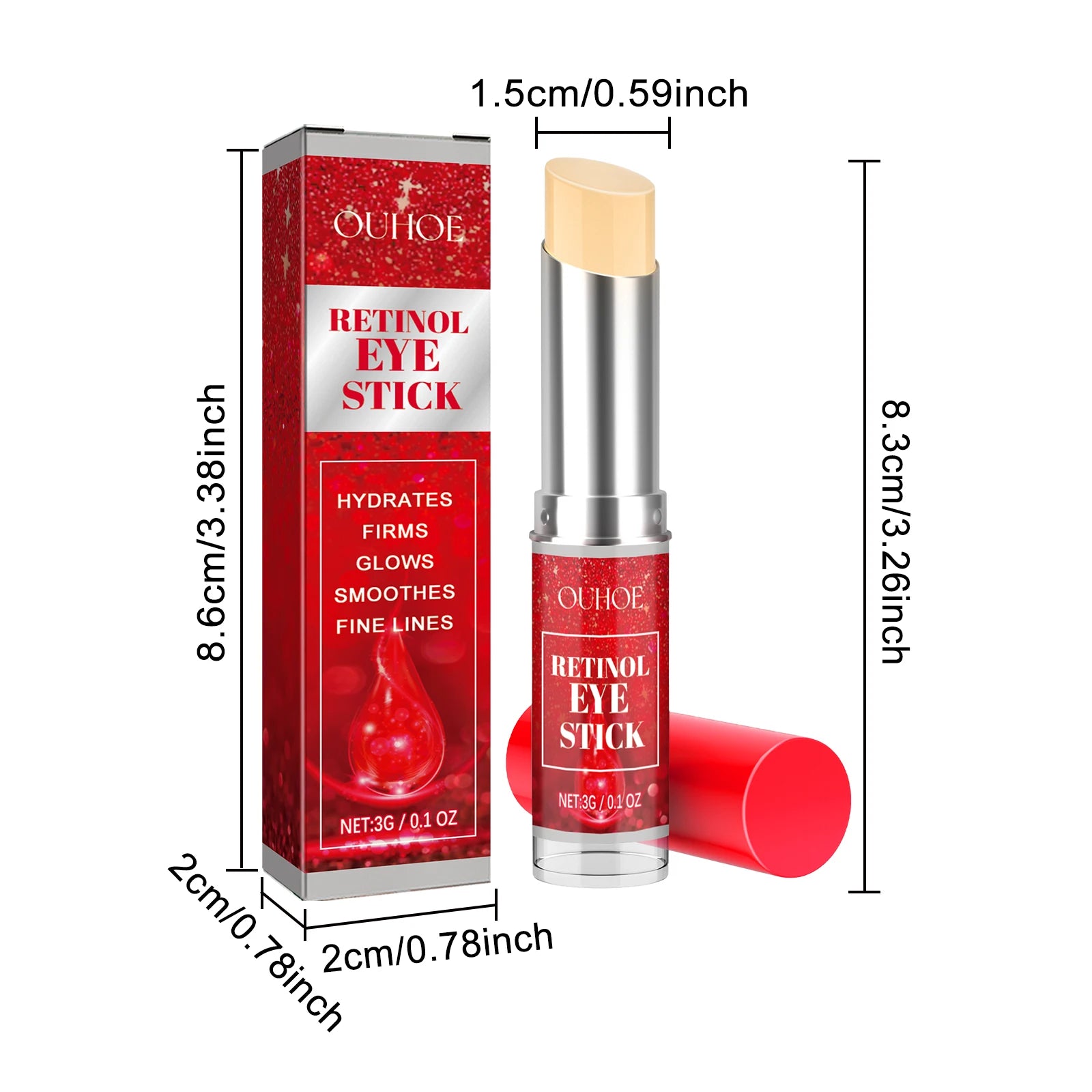 Retinol Eye Cream Stick Lightening Dark Circles Firming Skin Anti-Wrinkle Firming Brightening Eye Repair for Women Eyes Care Qme 3g Boxed