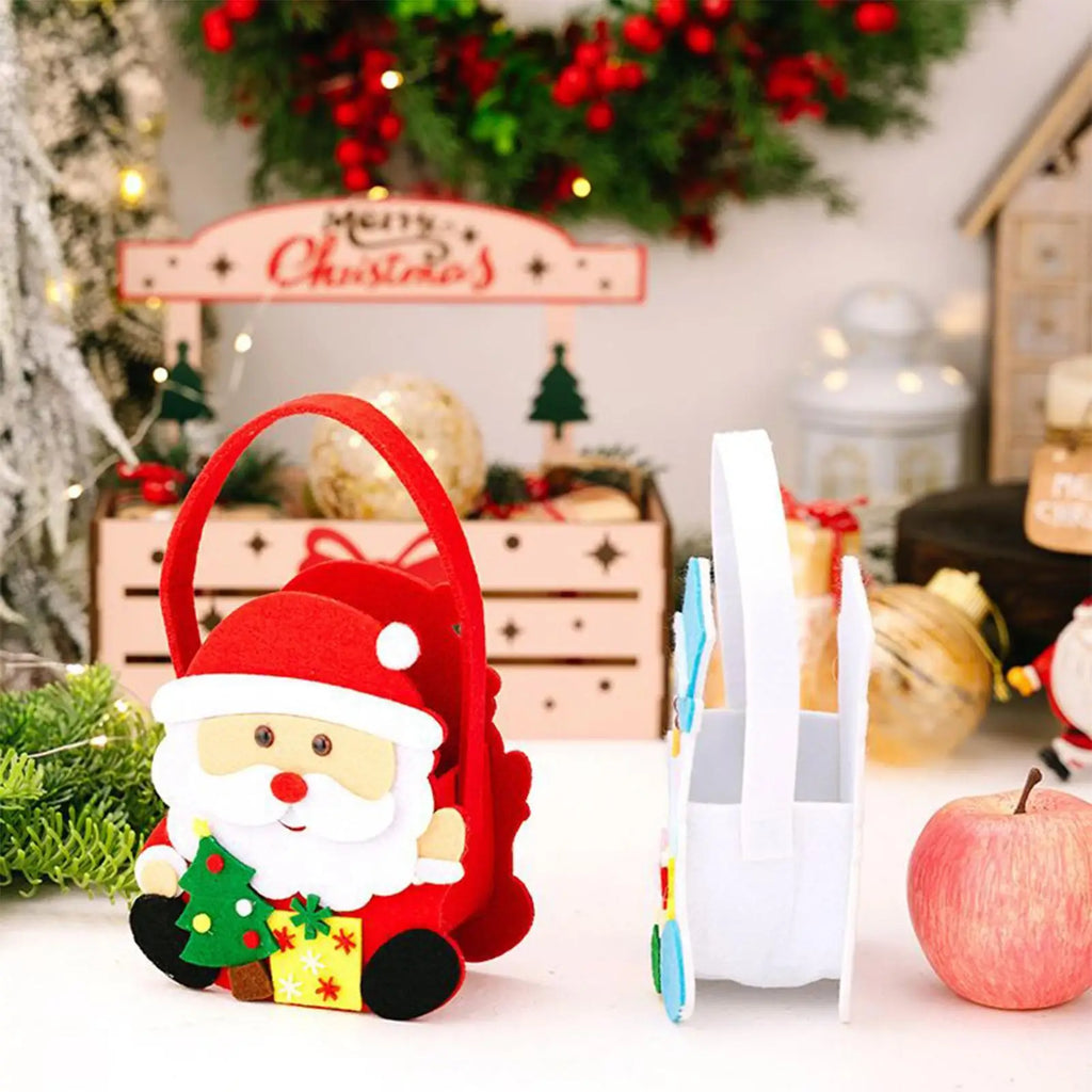 Christmas Supports Bags 3 Party Favor Handle Holiday-themed Fabric Qme China Mainland 15x13cm