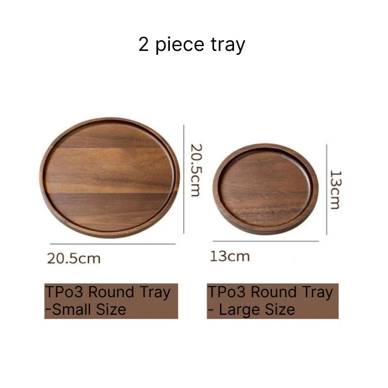  A Tableware Solid Wood Food Tray Round Rectangle Dessert Plate Japanese-style Wooden Snack Fruit Tea Saucer Pallet Bread Board Qme 2 piece tray A 10.3 inches
