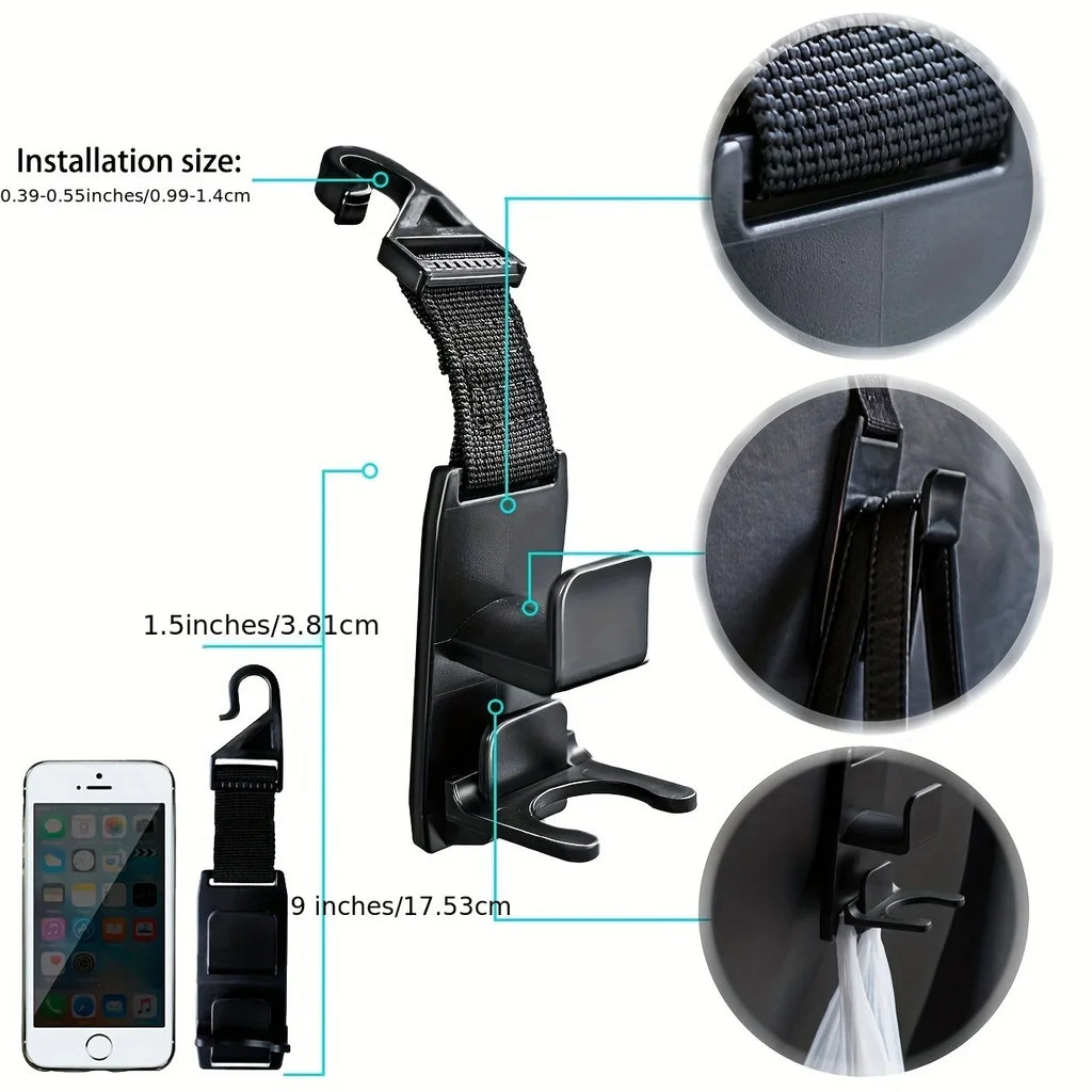 Magic Headrest Hooks For Car, Purse Hanger Headrest Hook Holder For Car Seat Organizer Behind Over The Seat Hook Hang Purse Qme