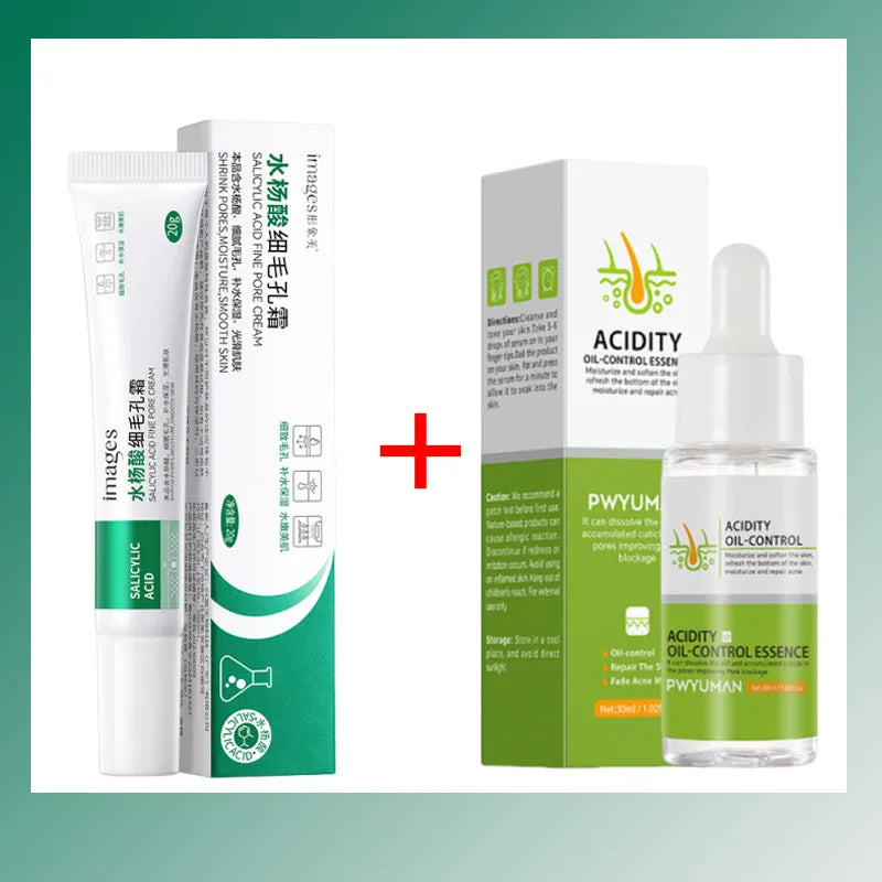Salicylic Acid Pore Clearing Cream Shrink Pores Remove Blackheads Acne Brighten Moisturizing Smooth Skin Care Korean Products Qme 1 set