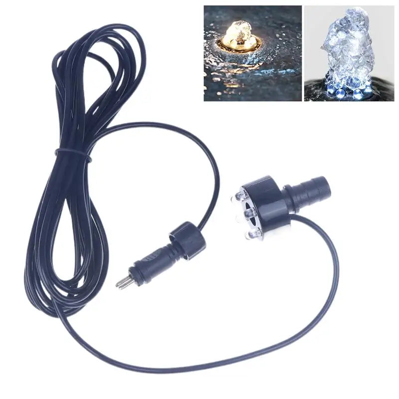1PC Underwater 6-LED Light Ring For Fountain Fish Pond Water Garden AC Adapter Warm White/White Fountain Light Ornament. Qme