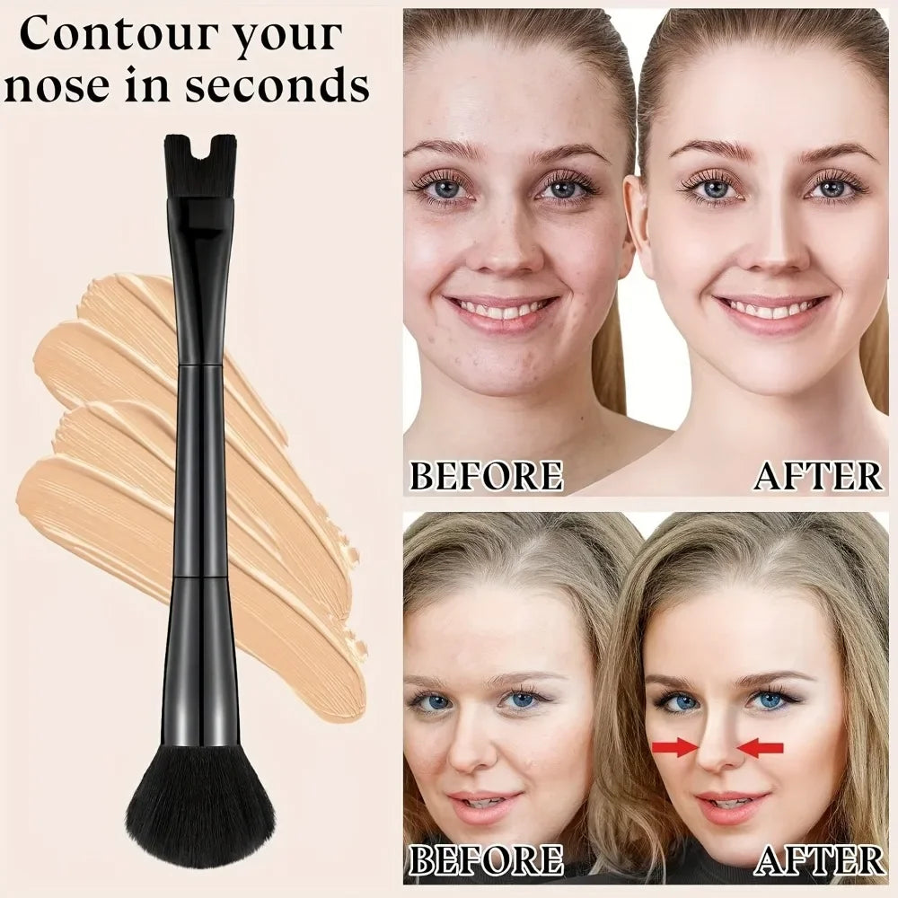 U-shape Nose Contour Brush Soft Synthetic Fiber Multi Use Precision Qme