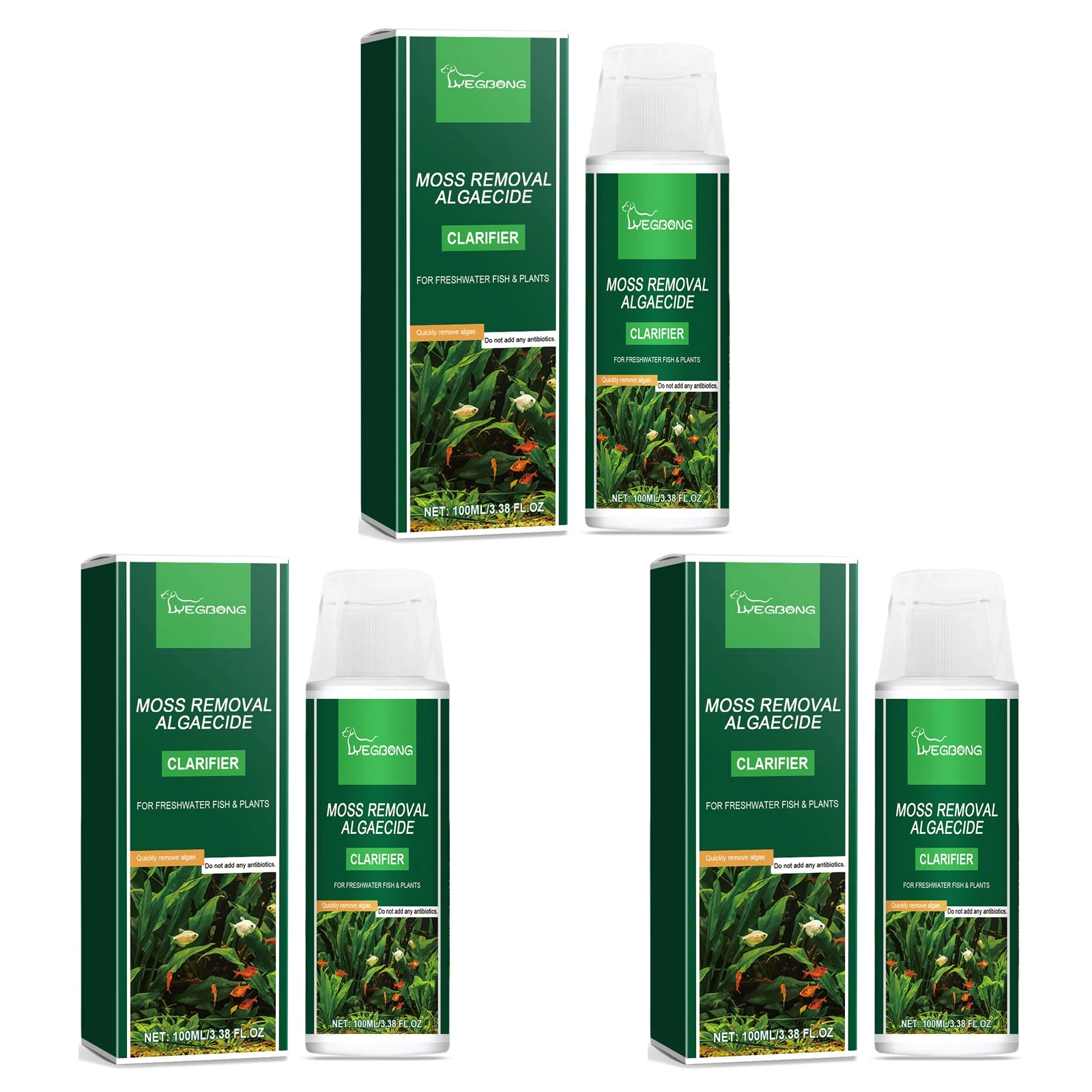 Moss Removal Algaecide Quickly Improve Water Effectively Inhibit Algae Growth Keep Water Clean Algae Removal Clarification Agent Qme 3 X 100ml Boxed