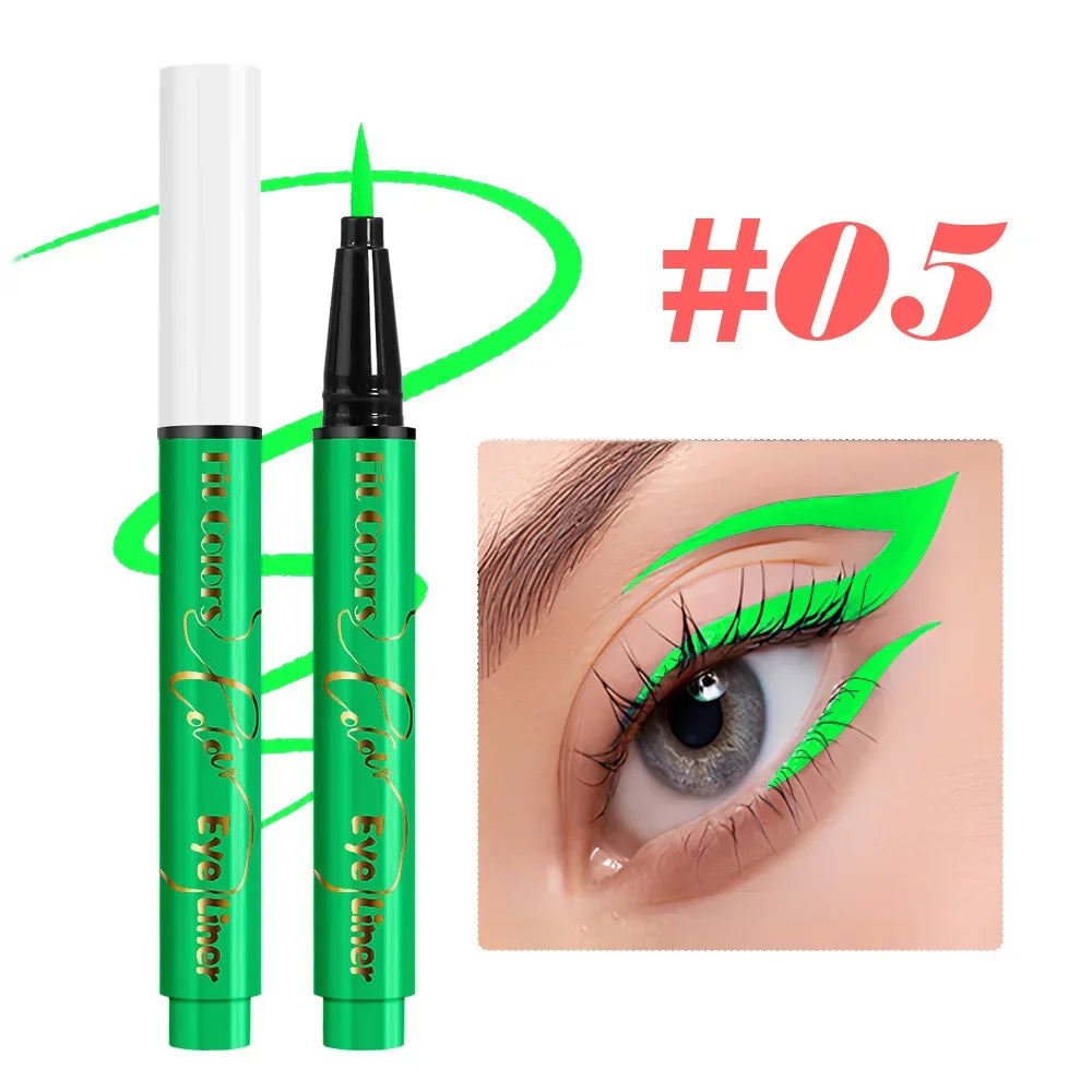 12Colors Liquid Eyeliner Neon Colored Halloween Liner Eyeliner Pen Waterproof UV Blacklight Fluorescent Face Body Paint Makeup Qme 05