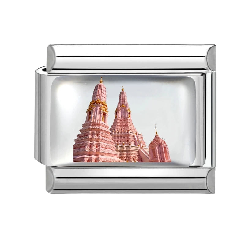 New2026 Hot Fashion Church Tower of Pisa Roman Colosseum Charm Italian Links Fit 9mm Bracelet Stainless Steel Making DIY Jewelry Qme Style 5