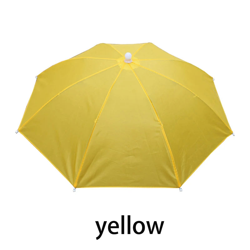 Anti-rain Headwear Brolly Cap Head Umbrella Elastic Band Waterproof Qme 55CM Yellow