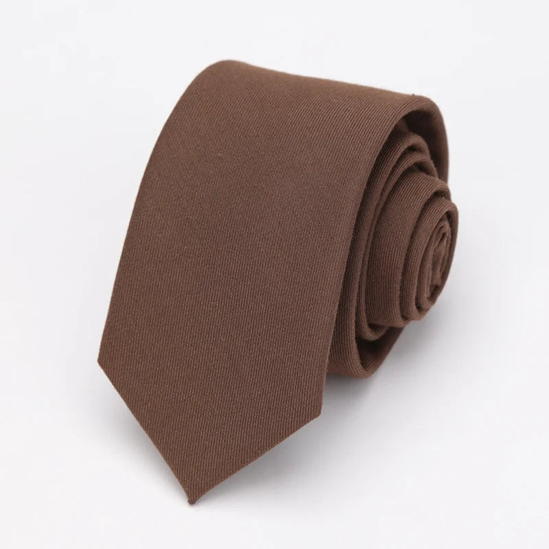 Men's Tie Cotton Black Solid Necktie Narrow Collar Slim Ties Wedding Business Casaual Party Suit Shirt Gift For Men Accessory Qme Brown