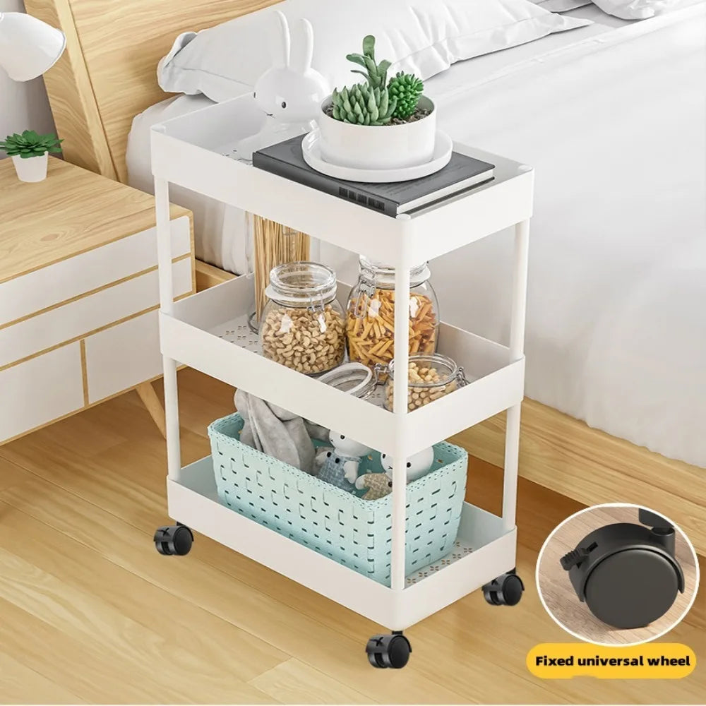 1pcs Movable Gap Storage Rack 3/4 Tier Rolling Utility Cart Storage Shelf Bathroom Organizer Kitchen Accessories Organizer Qme