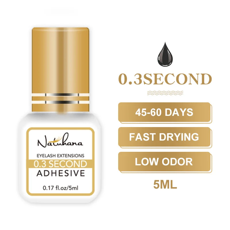 NATUHAHA Lot Eyelashes Glue Fast Drying Long Lasting Lashes Adhesive Qme 0.3S 5ml x 5pcs
