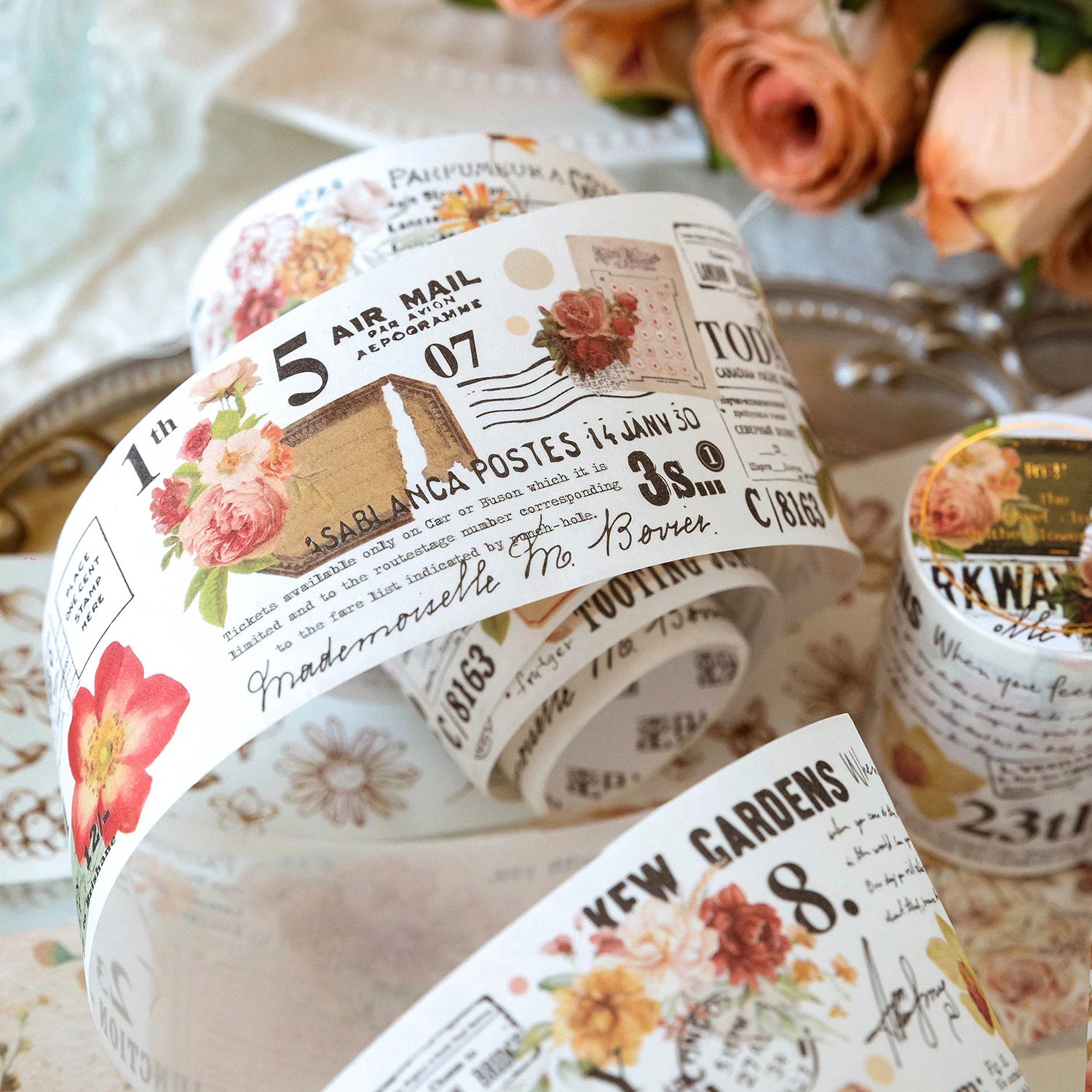 TIANZI 30mm/50mm*2m Vintage Plant Masking Washi Tape Flowers Sticker Aesthetics Diy Scrapbooking Sticker School Supplies Qme