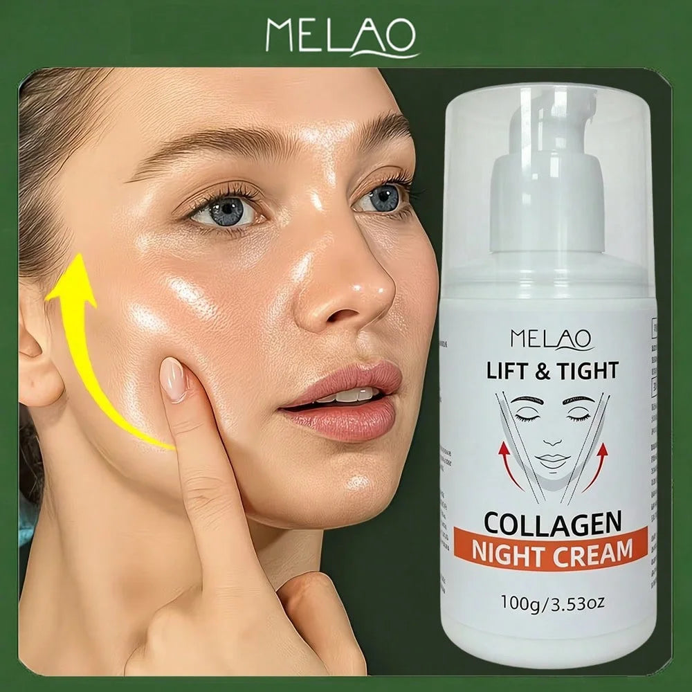 MELAO Lift & Tight Collagen Night Cream, Facial Moisturizer, Lifting Tightening Face Cream to Reduce Sagging & Smooth Wrinkles Qme MELAO-313 100g