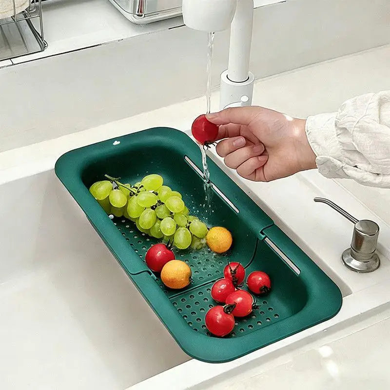 Telescopic Drain Basket Lightweight Sink Storage Made Non-toxic Qme Green