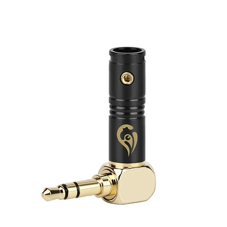 3.5mm Jack Earphone Plug Connectors Right Angle 3 Poles HiFi Headphone 90 Degree Audio Adapter Gold Plated Solder Black Silver Qme Black