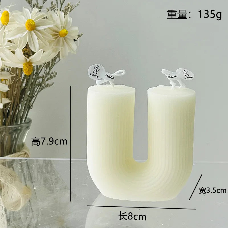 Nordic Minimalist White Scented Candle Atmosphere Home Decor Wedding Arrangement Cylinder Geometric Shape Fragrance Candle Qme J-0262 U