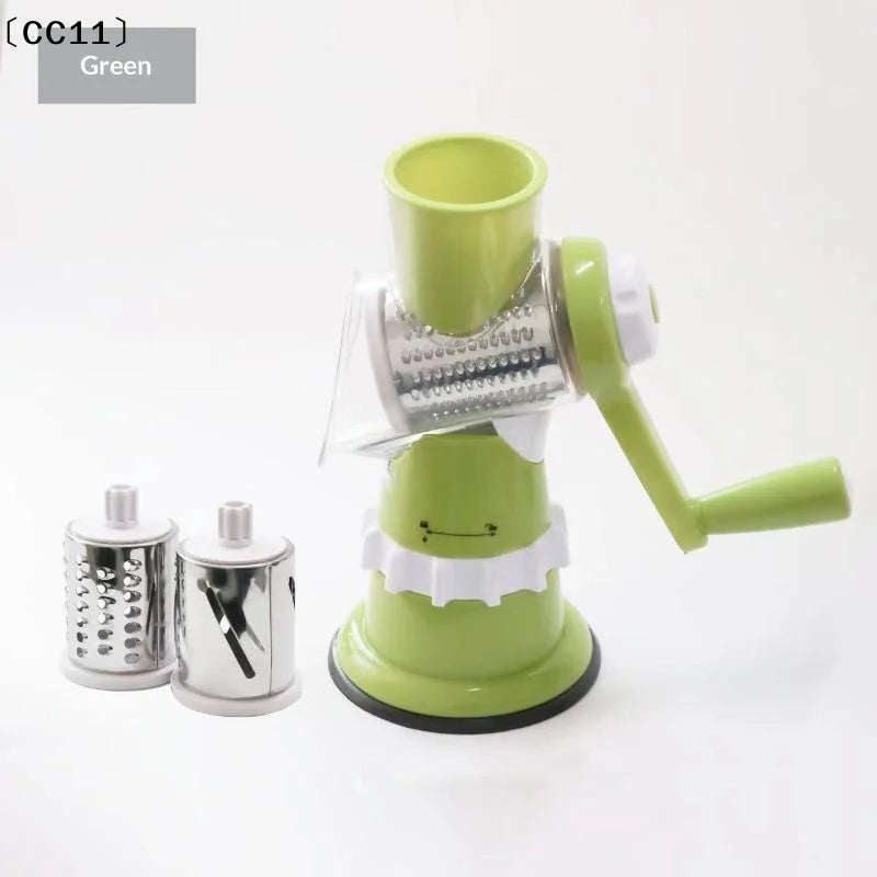 Manual Rotary Cheese Grater 3 Interchangeable Stainless Steel Blades Qme