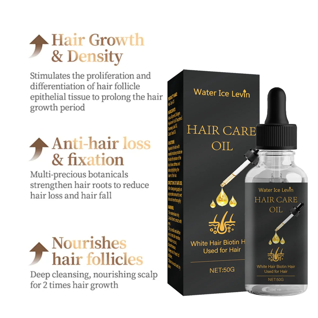 Hair Care Oil with Biotin - Fights White Hair & Boosts Moisture with Rosemary, Castor Oil, Collagen for Soft, Shiny Hair Qme