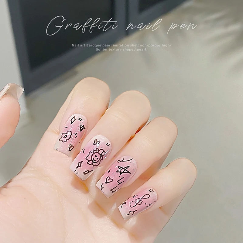 Waterproof Nail Art Graffiti Line Pen Gel Painting Wire Drawing Qme