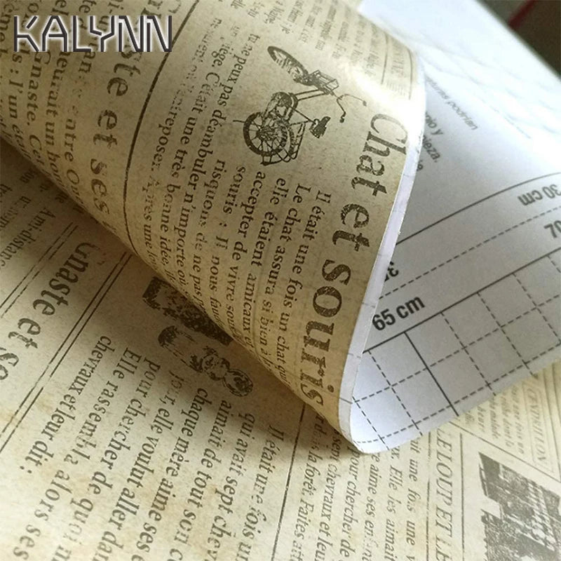 DIY Stickers 10m Old Newspaper Self Adhesive Wallpaper Countertops Qme