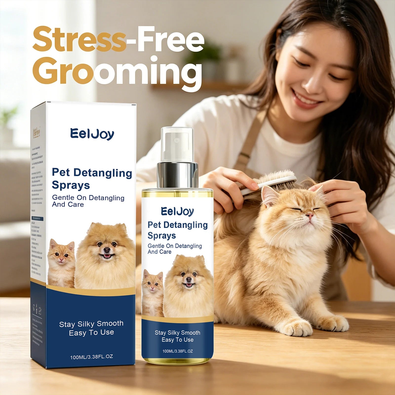 Pet Hair Care Spray Moisturizing Cleaning Dirt Reduce Knotting Smoothing Hair Natural Shine Refreshing Fragrance Pet Conditioner Qme