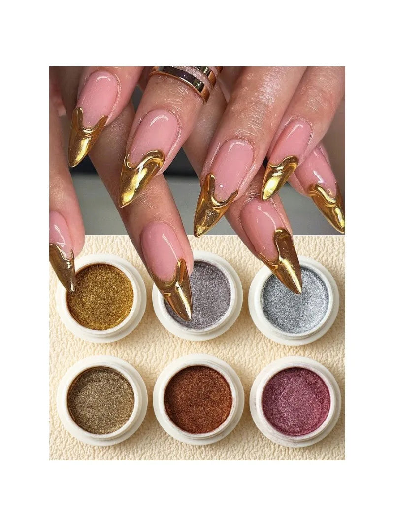 Chrome Nail Powder Gold Silver Pigment Mirror Metallic Rubbing Art Qme 01